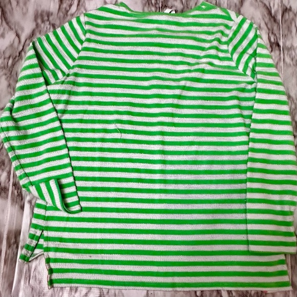Crown & Ivy Green and White Long Sleeve Terrycloth Nautical Sailor Popover Top - Picture 9 of 9